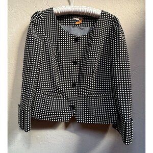 Anthropologie Taikonhu Sz 10 Retro Polka Dot Pleated Cuff Tailored Career Jacket